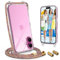 UYMO Handykette Hülle mit Band Für iPhone 16, Necklace Transparent Handyhülle Case mit Schnur Abnehmbar, Schutzhülle zum Umhängen Kordel, Regenbogen