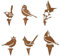 Dzmuero Gartenstecker, 6 Stück Gartendeko Rost, Gartenstecker Rost, Rostige Ornamente für Vögel im Freien, Gartendekorationen aus Eisen, Retro-Handwerkskunst, Tiersilhouette, für Draußen, Garten