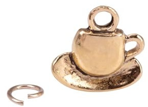 Teacup and Saucer Charm, Made From Solid Cast Yellow Gold, British Hallmark