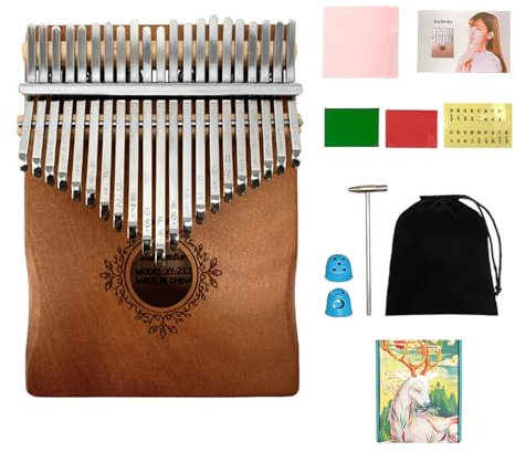 WUQIMUSC Kalimba Daumenklavier mit 21 Tasten, großes Mahagoni-Fingerklavier mit Stimmhammer, Anleitung (evtl. nicht in deutscher Sprache), Tragetasche, Geschenk für Erwachsene, Anfänger
