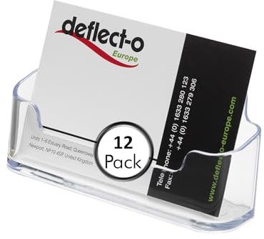 Deflecto Pack of 12 Single Pocket Landscape Countertop Business Card Holder for Desk in Crystal Clear - Card Holders
