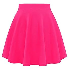 Gum & Berries Mini jupe patineuse évasée taille haute pour filles tenue décontractée de danse et de fête, rose fluorescent, 9-10 ans