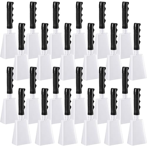 Boao 24 Pack Cow Bell with Handles Cowbells for Sporting Events, White