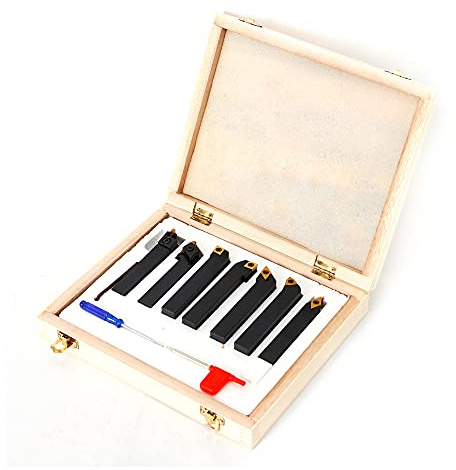 7tlg Set 16mm CNC Drehbank Drehwerkzeug Drehmeissel Drehstahl Satz Drehmeiel Drehwerkzeug Metall-Drehwerkzeug, indexierbarer Drehwerkzeugsatz für die Drehmaschine