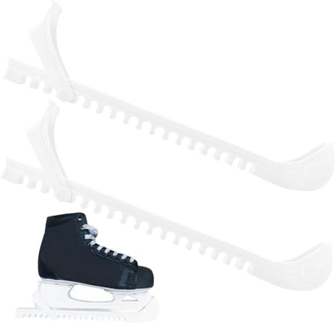 UQTUKO Kufenschoner Schlittschuhe, 1 Paar Verstellbarer Schlittschuhe schoner Schlittschuhschutz Universal Kunststoff Eishockey Schlittschuhe Kufenschoner Eiskunstlauf für Kinder Erwachsener, Weiß