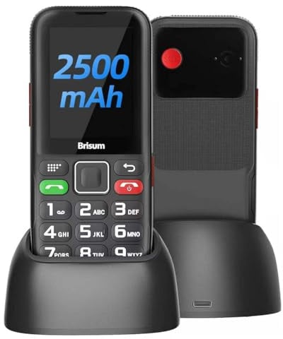 Brisum Version F22 Seniorenhandy ohne Vertrag | 2500 mAh Akku Lange Standby-Zeit |SIM mit Notruftaste | Rentner Handy Große Tasten| Großtastenhandy mit Ladestation | 2,4 Zoll Farbdisplay