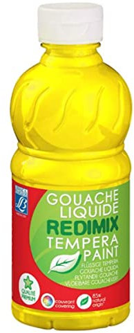 Lefranc & Bourgeois Educación, Gouache líquida Redimix, témperas para niños, 250ML Amarillo primario, Pinturas para niños y Manualidades