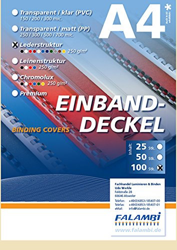 FALAMBI 100 Einbanddeckel mit Lederstruktur, Rückenkarton 250 gr/m², Rückendeckel für Bindungen (Elfenbein)