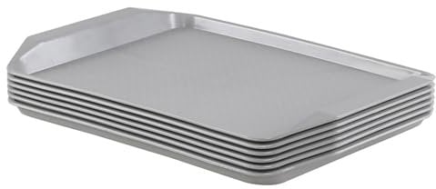 Lesbye Set of 6 Plastic Serving Trays, Drink Food Serving Tray for Restaurant/Bar/Cafe Parties, Grey
