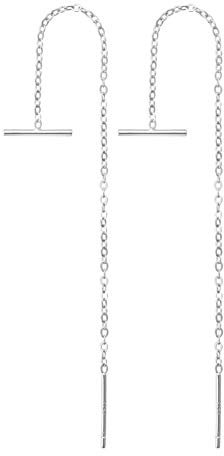 925 Sterling Stäbchen Durchzieher Ohrringe Lange Quaste Einfädler Ohrringe für Frauen Mädchen,Silber-b