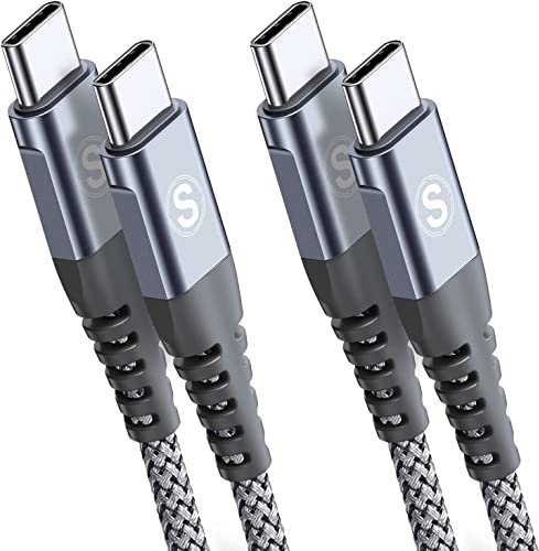 Lot de 2 câbles USB C vers USB C 2M,60W 20V/3,1A Câble USB type C PD Câble de charge rapide avec nylon tressé pour MacBook Pro, iPad Pro, MacBook Air, ChromeBook Pixel, Galaxy S20/S10, Huawei