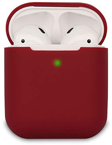 KOKOKA Schutzhülle Hülle Kompatibel mit AirPods 2, Silikon Schutzhülle Hülle für AirPods 2, LED an der Frontseite Sichtbar, Burgundy