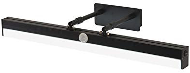 ACMHNC Bad Spiegelleuchte Mit Bewegungsmelder,LED Schwarz Spiegellampe Badezimmer Mit Schalter,4000K Schminklicht Badlampe Einstellbar&Drehba,Wandleuchten Aus Metall Für Spiegel Schminktisch,60cm/12w