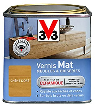 V33 Vernis intérieur Mat meubles & boiseries, Chêne doré 0,5L