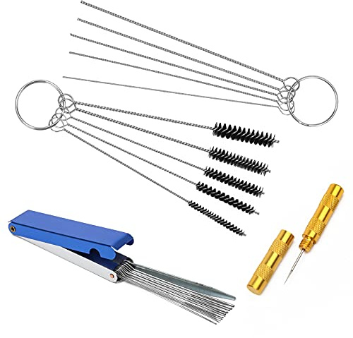 4 PCS Torch Tip Cleaner Set, Welding Torch Tip Cleaner with Drill Bit Torch Tip Cleaner Set for Carbon Carburetor Jet Cleaner with 10 Cleaning Needles, 5 Cleaning Brushes and 1 Scraping Needle
