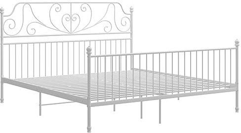 vidaXL Bettgestell Metallbett Schlafzimmer Bett Doppelbett Schlafzimmermöbel Bettrahmen Lattenrost Pulverbeschichtetes Metall Weiß 180x200cm