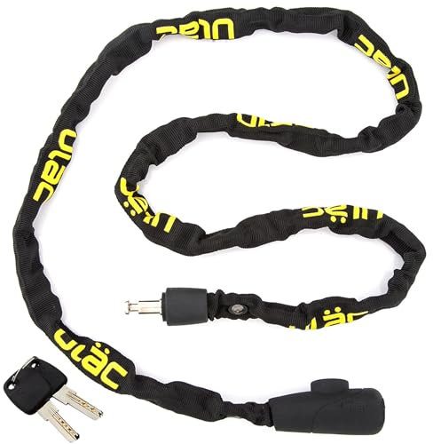 Vorhängeschloss Python Supreme | Kette 4 mm Diebstahlsicherung 120 cm | gehärteter Stahl und Nylon | Transporthalterung | 2 Schlüssel Sicherheitsschloss | 4 Farben | Roller, Motorrad, Fahrrad