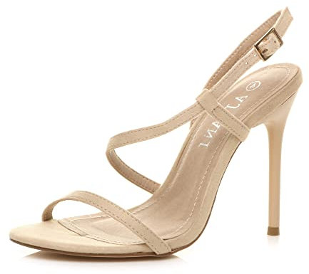 AJVANI high heel barely there strappy buckle evening sandals shoes size 7 40