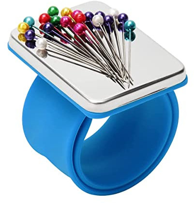 Magnetisches Silikon-Armband,1PCS Armnadelkissen magnetisch,Magnetisch Nadelkissen Armband, quadratisches Nadelkissen mit Silikon-Armband-Armband für DIY-Stickerei-Haarspangen(blau)