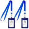 Vicloon Abzeichenhalter Umhängeband mit Kartenhalter, 2 Stücke Leder Ausweishülle mit Band, Kartenhülle Vertikal mit Lanyard, für Business, Ausstellung, Büro, Schule(Navy Blau)