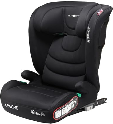 Cozy N Safe Apache i-Size High Back Booster Car Seat 100-150cm (Onyx) | i-Size High Back Booster Car Seat 100-150cm, ISOFix, Side Impact Protection, Adjustable Headrest, Group 2/3 Kids Car Seat