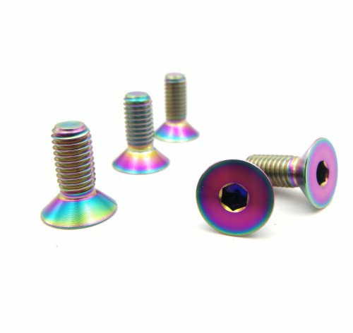 RISON-Titanium Bulloni a Testa Svasata in Titanio GR5 M6x1.0x16mm, Viti a Testa Piatta con Esagono Incassato, Viti a Testa Brugola Bullone Meccanico Viti Filettate per Bicicletta, MTB, 5 Pezzi
