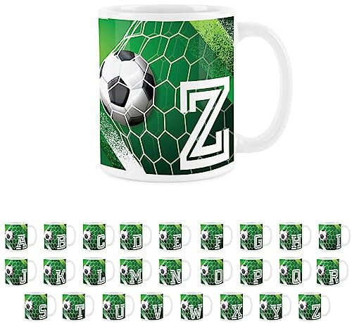 Football Letter Z Mug - White Initial Personalised Alphabet Tea Coffee Gift Mug Present