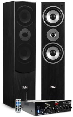 Evidence Acoustics Enceintes Colonnes HiFi/Home-CINÉMA EA700-BK - 1000W PMPO + Ampli stéréo 2x50W - USB MP3 SD Bluetooth - FM