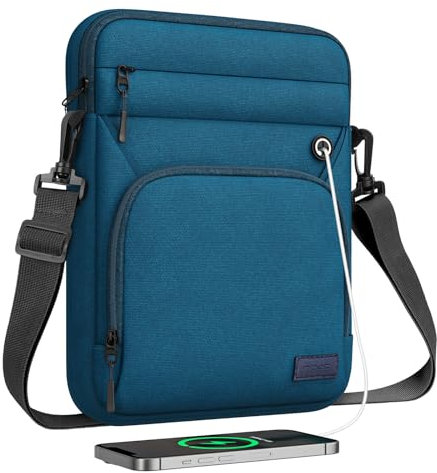 MoKo 9-11 Inch Tablet Sleeve Bag, Fits iPad Air 5/4th 10.9, iPad 9/8/7th 10.2, iPad 10th Gen. 10.9, iPad Pro 11 Inch, Tab S8/S9 11, Multifunctional Bag with Shoulder and Headphone Port, Peacock Blue