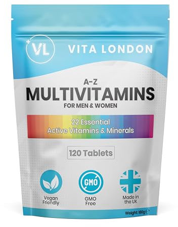 Multivitamin Tablets for Women & Men | 22 Essential Active Multi Vitamins & Minerals | 4 Month Supply (Tablet, not Powder or Multivitamins Capsule) | UK Made Supplements