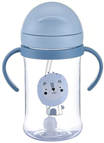 Sippy Cup With Fliptop Straw, Silicone Straw Sippy Baby Cup 400ml Large Capacity Leakproof Side Double Handles Training Learner Cup Weighted Straws Spout No Spill Sippy Cup Water Cup For Kids