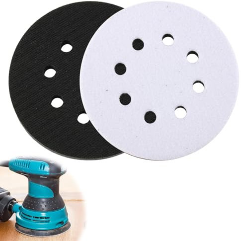 125mm Tampon de Ponçage Souple, Tampon Interface en Éponge en Mousse Patin de Remplacement Coussinet de Protection Anti-bruit Résistant pour Ponceuse Aléatoire Coussin Dédié (8 Trous)