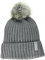 Calvin Klein Damen Faux Fur Pom Knit Cold Weather Super Soft Hat Beanie-Mütze, Heather Mid Grey, Einheitsgröße