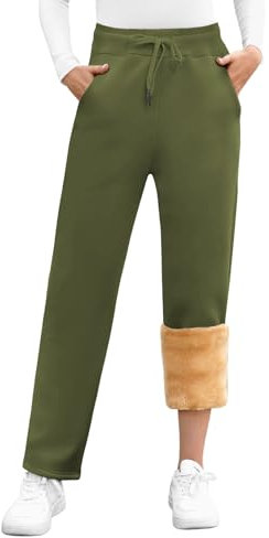 UMIPUBO Pantaloni Tuta Donna Invernali Pantaloni Sportivi Fodera in Pile Termici Caldi Pantalone Felpati con Tasche Pantaloni da Jogging con Coulisse Casuals Jogger Corsa Sci Fitness (Verde, L)