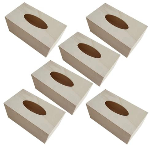 MUSISALY Rechteckige Taschentuchbox Aus Holz 6-teilig Serviettenhalter Leere Papierbox Zum Basteln Elegante Aufbewahrungsbox Für Zuhause Hotel Café