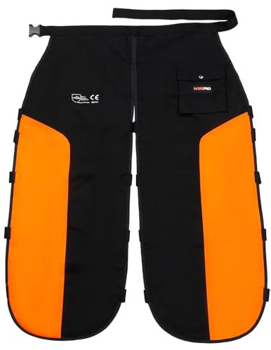 WISEPRO Universal Kettensägen-Sicherheitsleggings,Schnittschutz Chaps, Verstellbare Schutzchaps Hose Kettensägen-Schürze Sicherheitshose für Männer/Frauen(Orange-Schwarz)