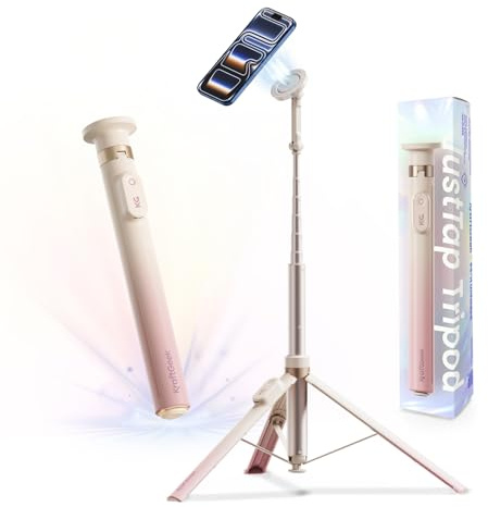 KraftGeek 168cm Trépied Smartphone pour iPhone Compatible avec MagSafe | Perche à Selfie Magnétique à Ouverture Automatique, Trépied Téléphone Portable avec Anneau Magnétique pour Samsung/Android