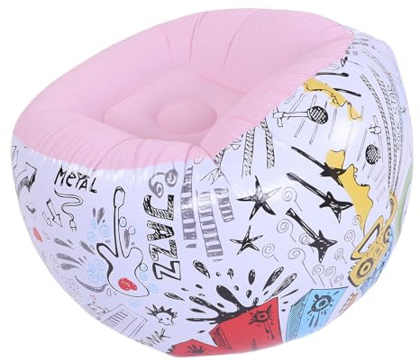 TOPINCN Aufblasbarer Lounge-Sessel mit PVC-Beflockung und Graffiti-Motiv, Tragbar, für Zuhause, Camping, Zimmer, Schnelles Aufpumpen, Bequem, Einfache Lagerung (PINK)