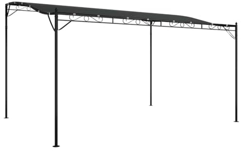 IKAYAA Garten Pavillon 4x3 m Pergola Gartenpavillon mit Dach Partyzelt Metall Terassenüberdachung Terassenüberdach