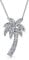 Bling Jewelry Hawaiian Nautical Pave Cubic Zirconia CZ Tropical Beach Vacation Palm Tree Necklace Pendant For Women .925 Sterling Silver