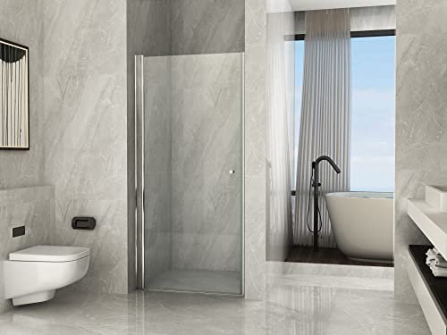 Porta doccia battente interno esterno a saloon in cristallo 8mm trasparente h.195cm PERLA (70 cm)