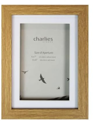 Charlies Oak Effect Box Picture Frame 5 x 7