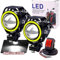 Ourbest Lampadina per moto, fari fendinebbia, faro di guida a LED U7, faretto diurno, luci di guida ausiliarie, bianco, anello ad alone, stroboscopico Hi/Low Beam con interruttore
