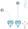 Tata Gisèle Piercing Nombril en Acier Chirurgical 316 L et Bioflex - Spécial Femme Enceinte - Oxyde de Zirconium Coeur Serti Acier Argenté - 25 mm (Aigue Marine)