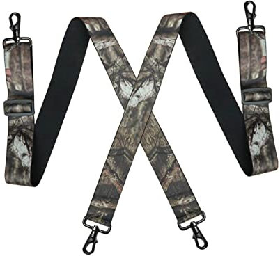 DELIGUO Herren Hosenträger - Camouflage-Hosenträger Für Männer, 5 cm Breit, X-Rücken, 4 Drehbare Karabinerhaken, Verstellbar, Elastisch, Lässig, Hosenriemen, Grau, 5 cm