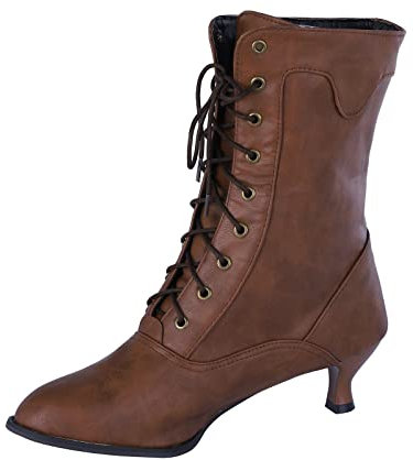 NOAGENJT Stivali Neri Bassi Invernali Stivali con lacci solidi a punta bassa Stivali in pelle con tacco da donna di moda gotica Stivali Stivali da donna Stivali Tronchetto Giardini