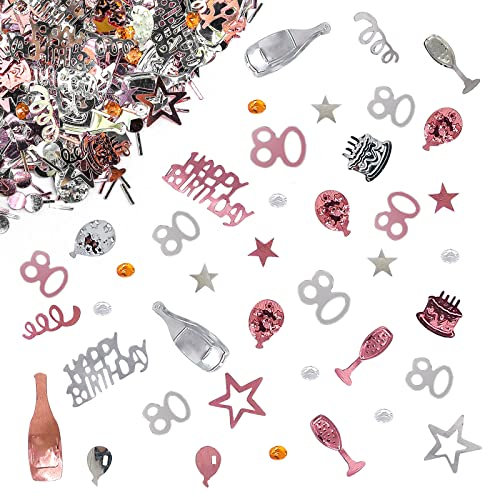 Giftota 80th Birthday Confetti (Rose Gold) 30g, 80th Anniversary Confetti, 80th Number Confetti, 80th Birthday Anniversary Confetti Decoration Wedding Party Table Decorations