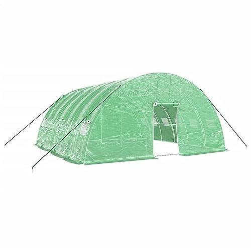 vidaXL Gewächshaus mit Stahlrahmen Grün 36 m² 6x6x2,85 m