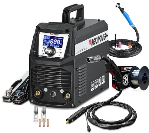 Decapower 220V Saldatrice 120A Arco Lift TIG FLUX MIG senza gas 3 in 1 Saldatrice filo senza gas Domestico (PACK 1)