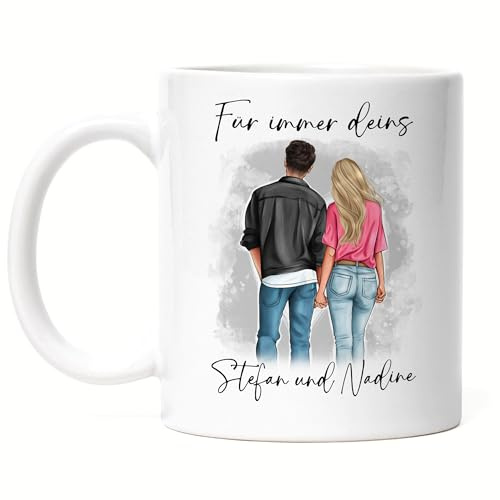 Kiddle-Design Pärchen Tasse Personalisiert Paar Valentinstag Jahrestag für Sie und Ihn Geschenk Partner Freund Freundin Liebesgeschenke